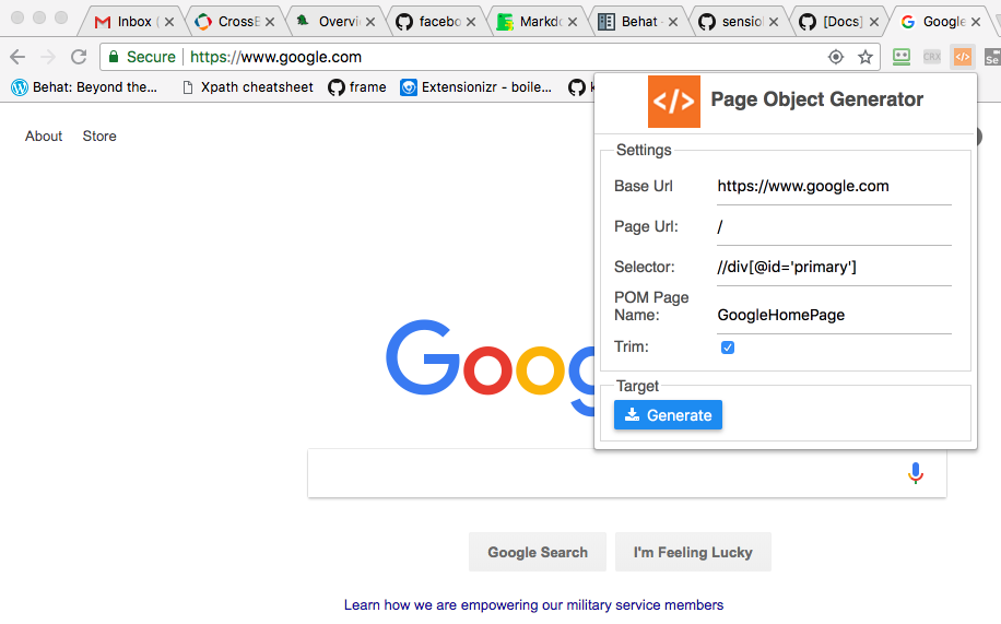 Page Object Generator